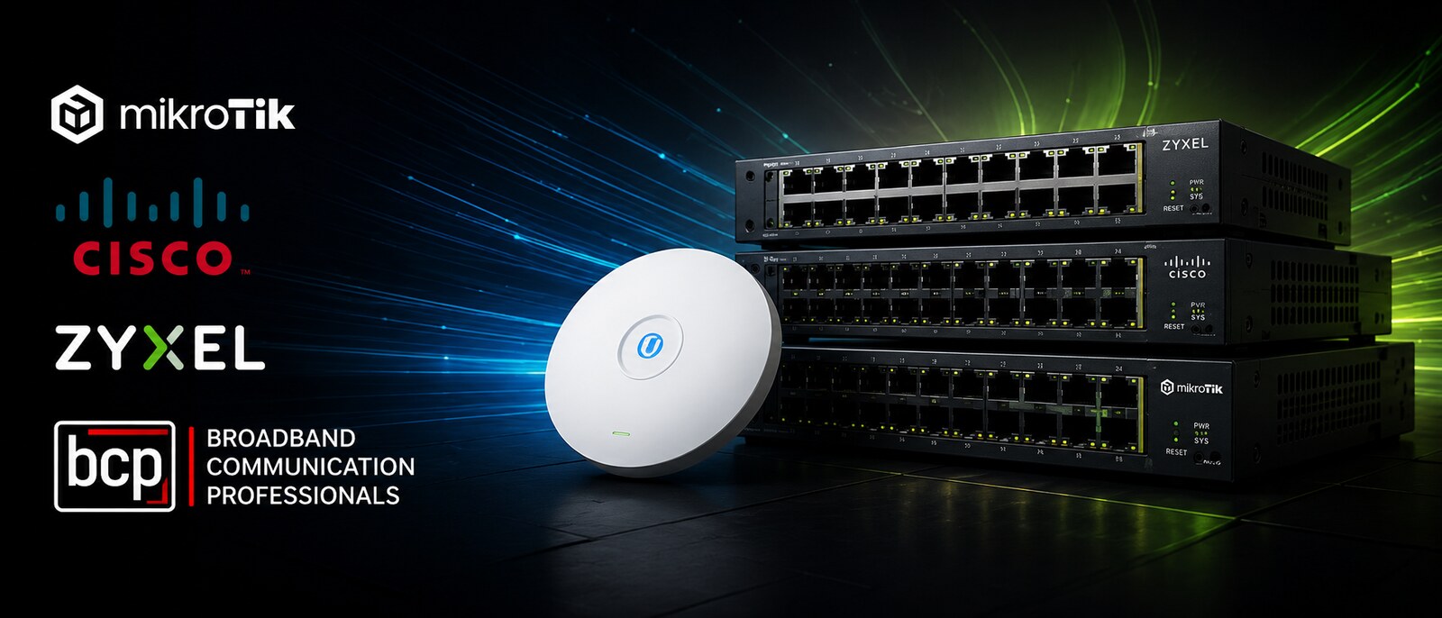 Netzwerk-Hardware von MikroTik, Cisco und ZyXEL – bcp